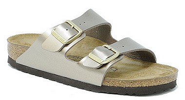 birkenstock arizona electric metallic taupe