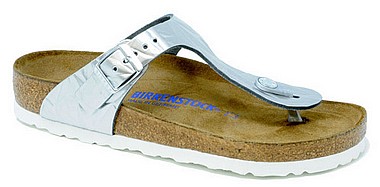 birkenstock gizeh silver leather