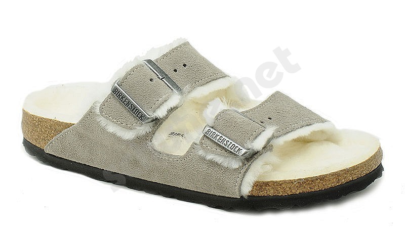 Birkenstock Arizona Shearling stone coin grau