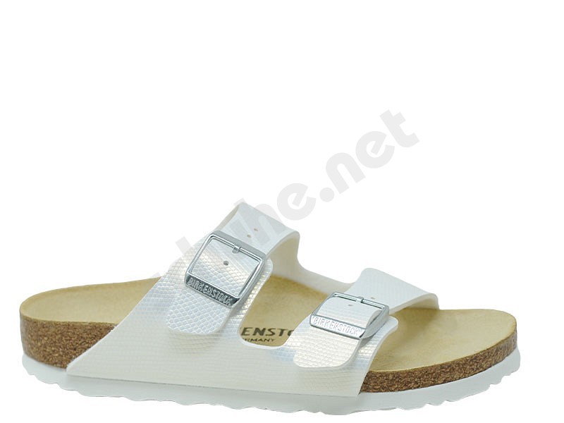 Birkenstock Arizona shiny lizard bianco