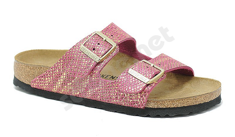 Birkenstock Arizona shiny python fuchsia