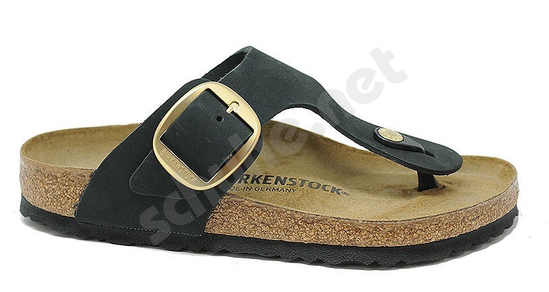 Birkenstock Gizeh Big Buckle black nubuck gold