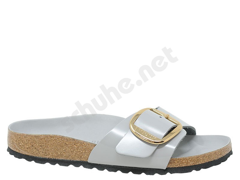 Birkenstock Madrid Big Buckle high shine stone coin grau