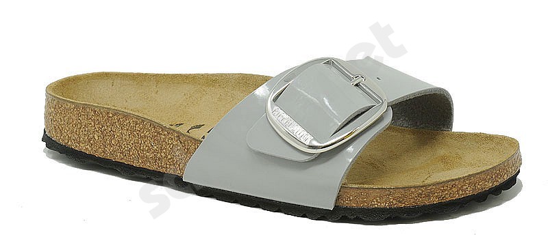 Birkenstock Madrid Big Buckle patent alloy grey