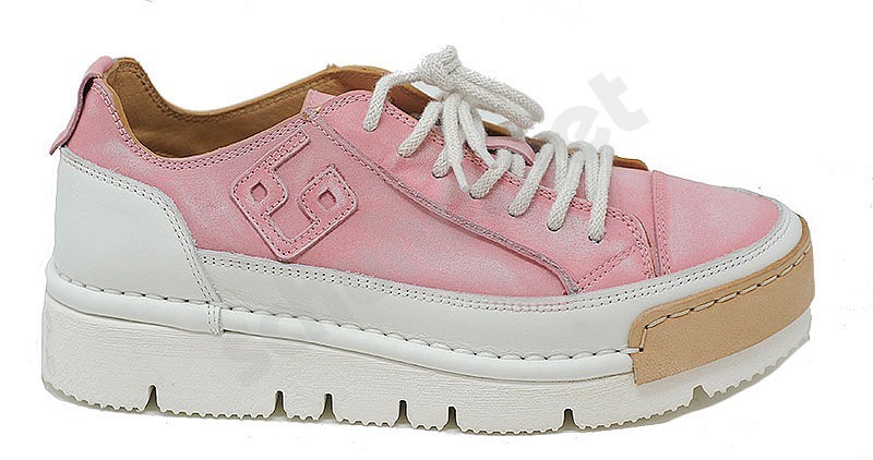 BnG Real Shoes La Rosetta white pink leather