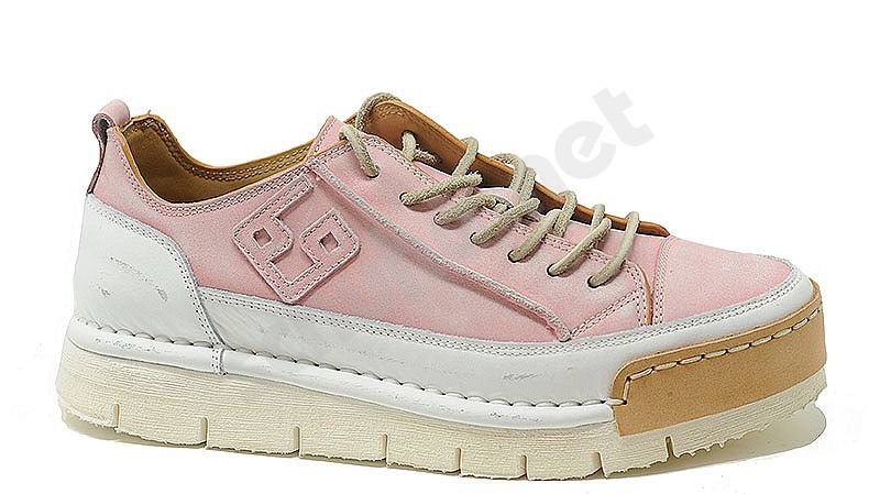 BnG Real Shoes La Rosetta white pink leather