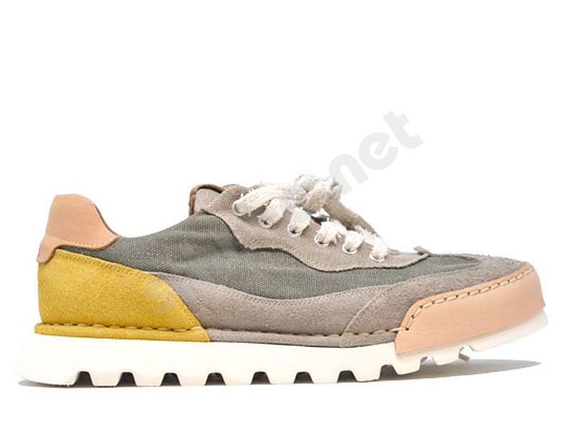 BnG Real Shoes La Sneaker Canvas verde giallo sabbia