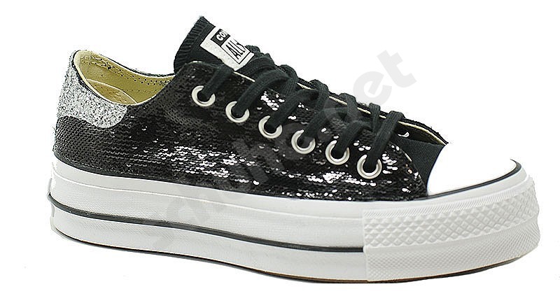 Converse Customized Platform Low paillettes micro black