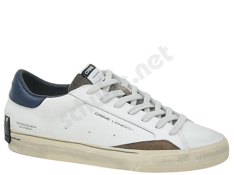 Crime London Distressed Men bianco marrone