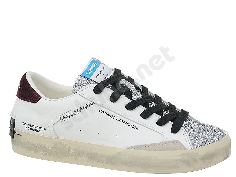 Crime London Distressed Women weiss silver schwarz