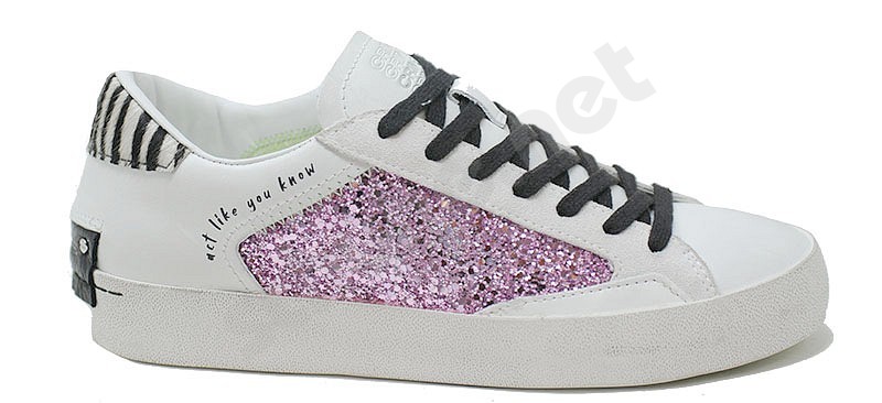 Crime London Low Top Distressed W weiss fuxia