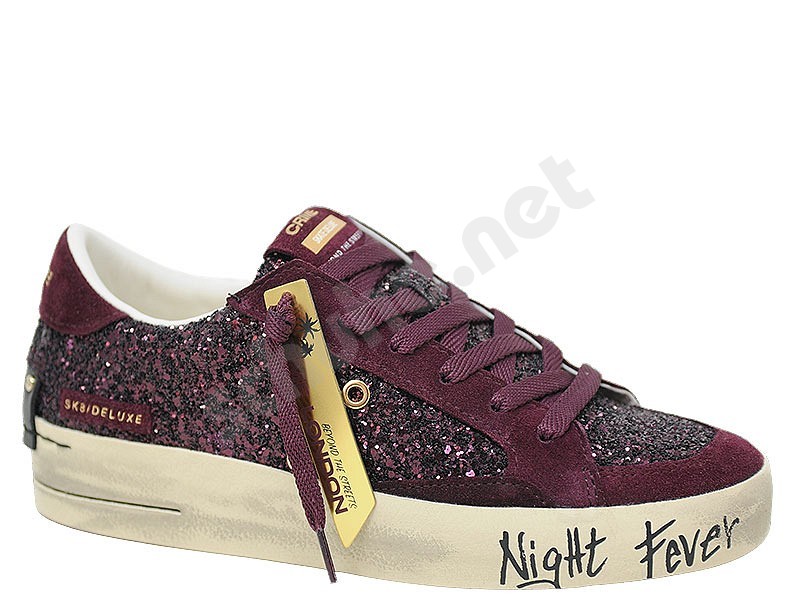 Crime London SK8 Deluxe Woman bordeaux glitter