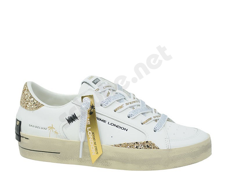 Crime London SK8 Deluxe Woman bianco oro