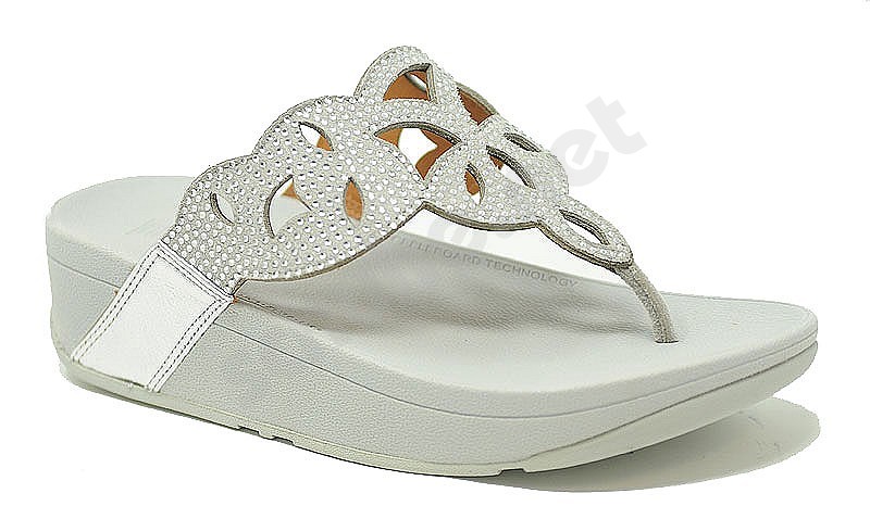 FitFlop Elora Crystal Toe Thongs silver