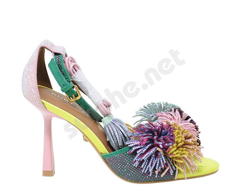 Kurt Geiger Pom Pom Ankle Tie Sandal multicolore camoscio