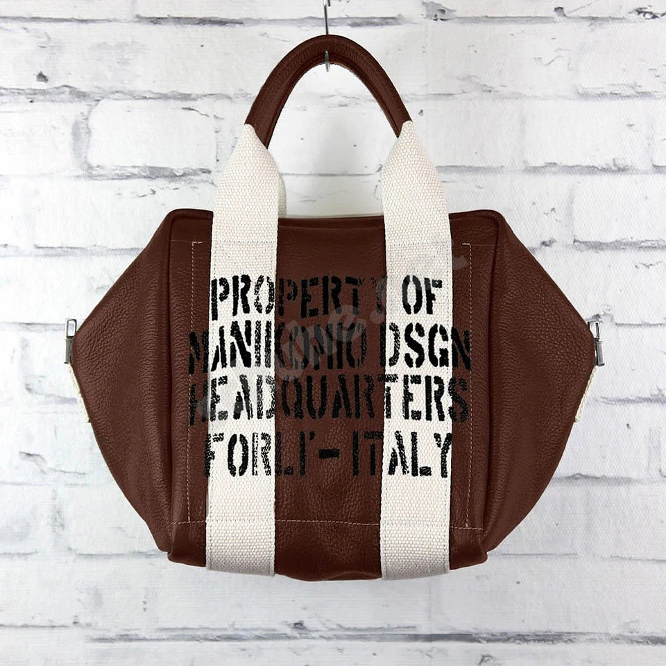 Manikomio Dsgn Lady24 Genuine Leather kinder dunkelbraun weiss