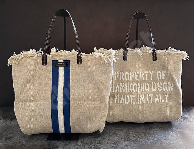 Manikomio Dsgn Shopping Cotton Stripe avorio royal bianco