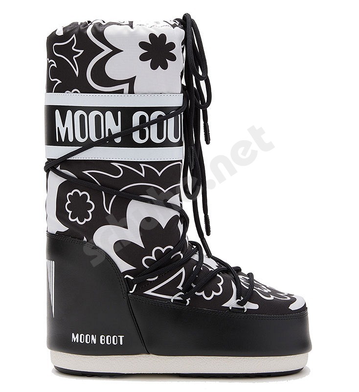 Moon Boot® Classic Icon Flower black white