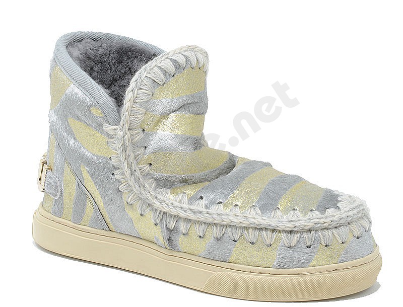 MOU Eskimo Sneaker Big Logo Ponyskin Oro Zebra - Argento Grigio - 37