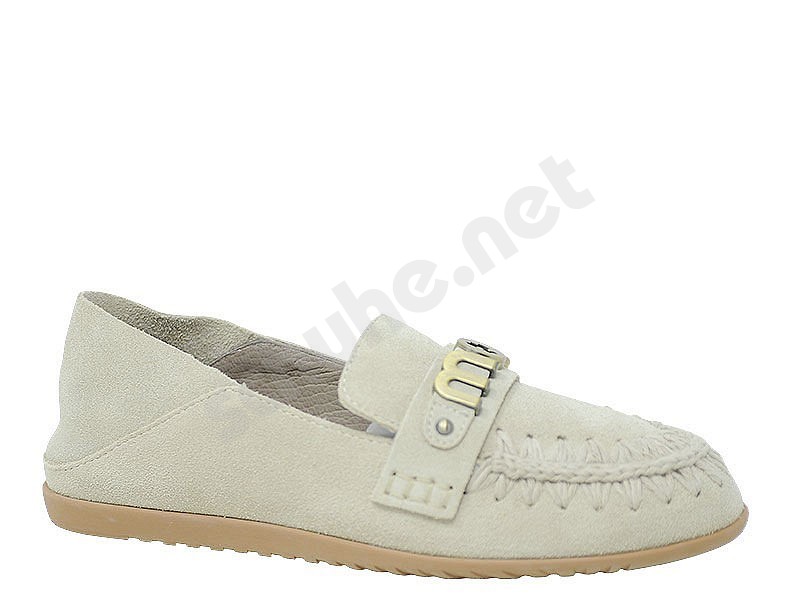 MOU Slip on Suede Ballerina chalk sand