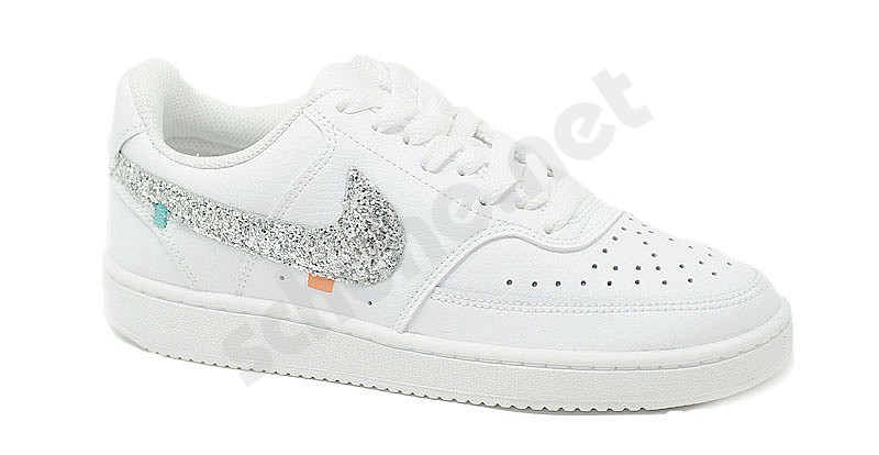 Nike Customized Court Vision Low Custom silver glitter embroideries