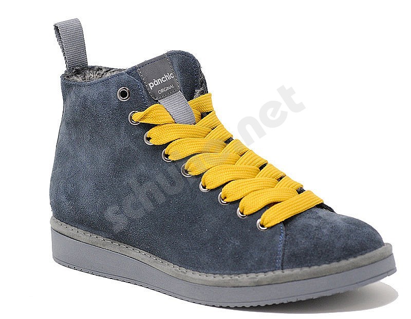Panchic uomo scarpa allacciata in pelle nappa bianca laccio blu P01M16001L1  - Calzature Sua Maestà