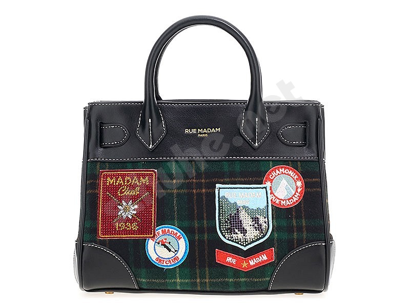 Rue Madam Paris Charmonix Mini Tote Bag tartan green