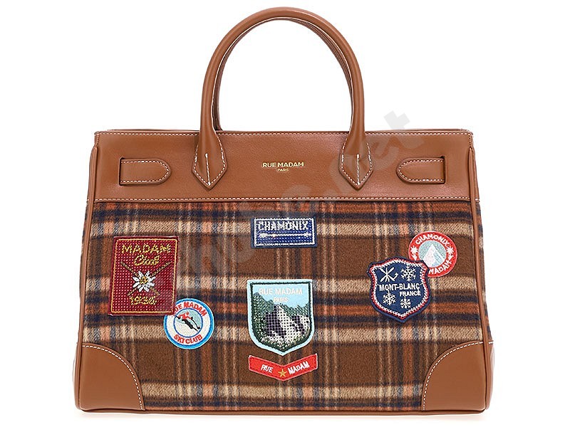 Rue Madam Paris Charmonix Tote Bag tartan orange