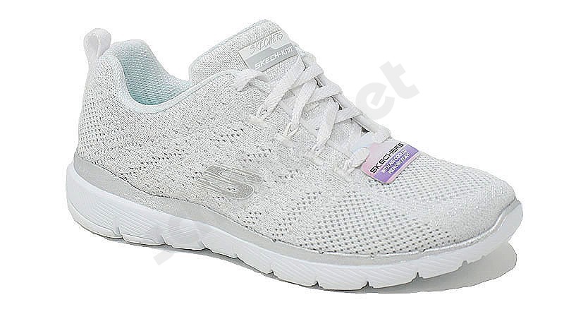 skechers white silver